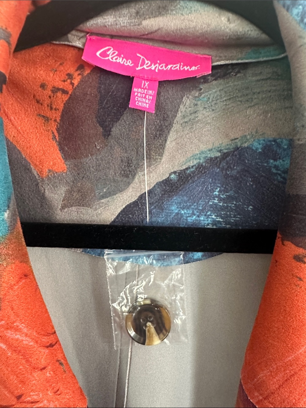 Colorwash Abstract Blazer Jacket - Claire Desjardins- Teal, Green & Coral - Picture 3 of 16